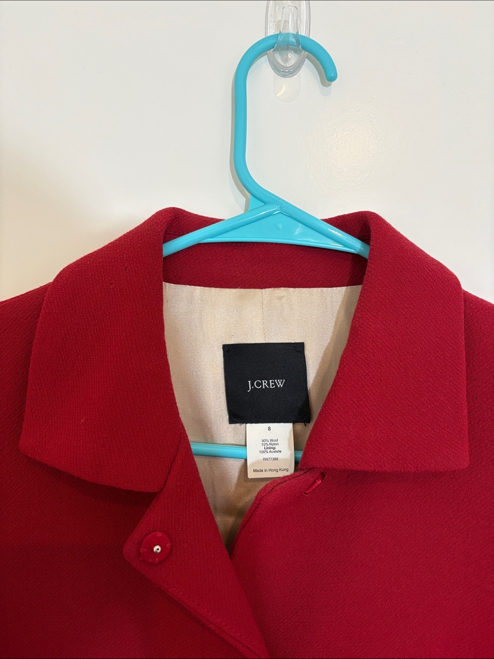 J. Crew Women's Classic Red Wool Pea Coat - Picture 7 of 7